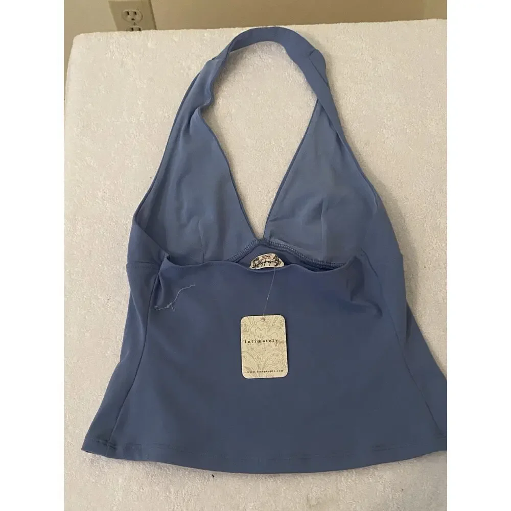 Intimately Free People Still Here Halter‎ Top XS Dusted Blue Sporty Coquette - Picture 3 of 4